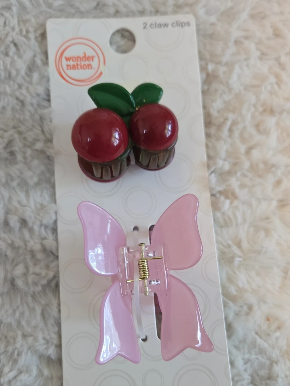 Wonder Nation Kids Glitter Flower Keychains & Pink Butterfly Clip Set
